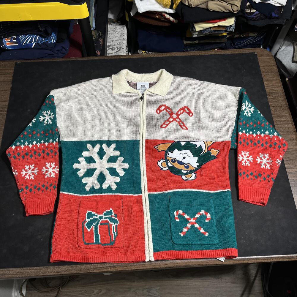 Star Wars Spirit Jersey Sweater Wicket Ewok Rare Christmas Full Zip Knit Holiday